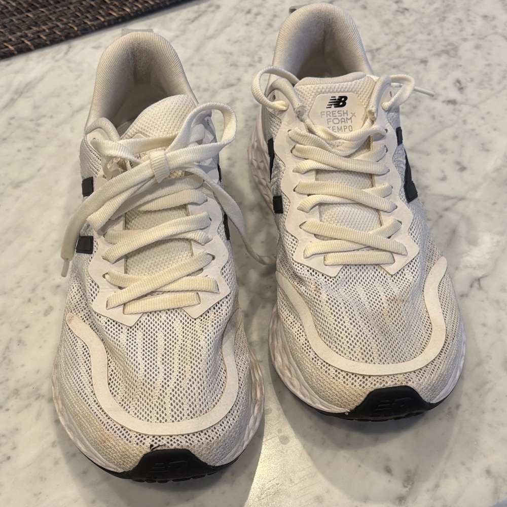New Balance White Athletic Running Shoes with Black Accents